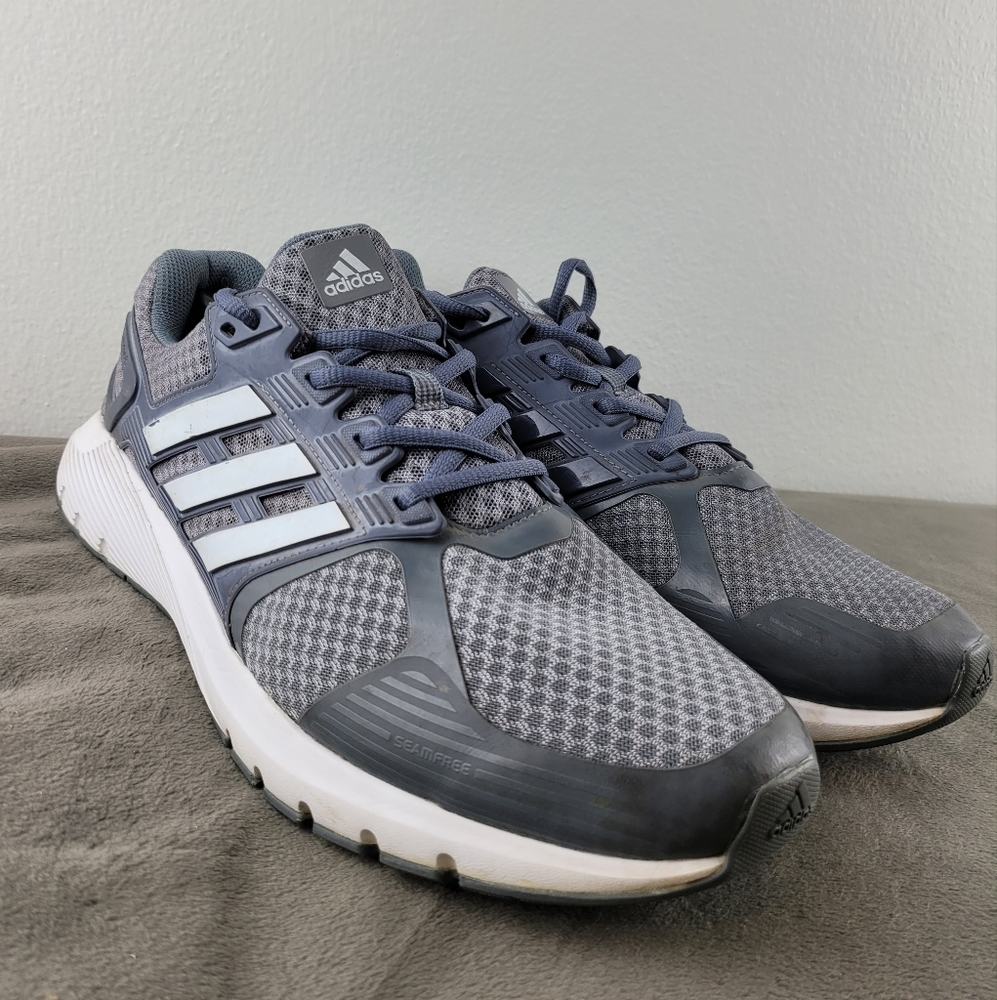 Adidas Mens Duramo 8 BB4656 Gray White Running Shoes Lace Up Low Top Size 11.5